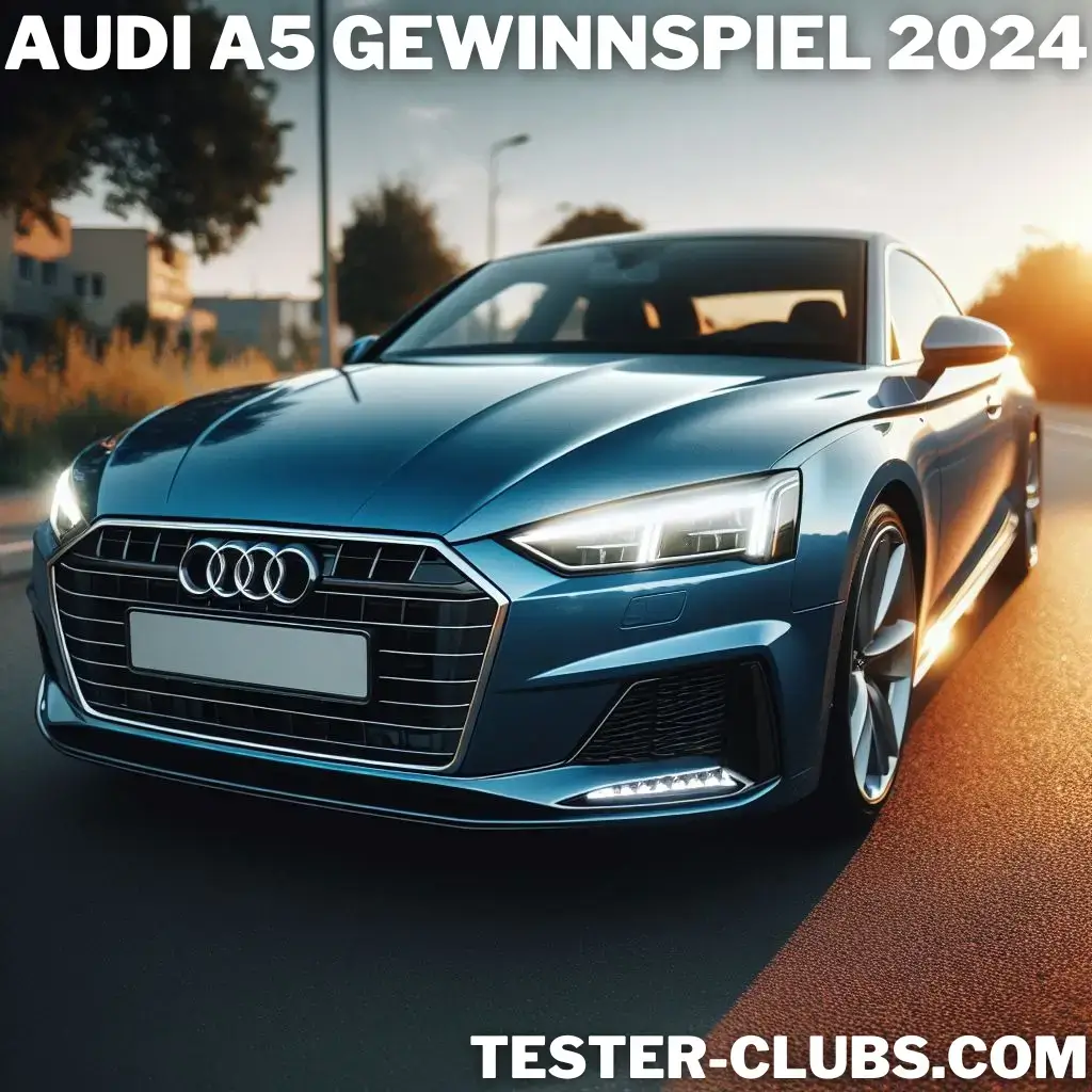 Neuer Audi A5 in einer Abenddämmerung für das auto gewinnspiel audi auf tester-clubs.com