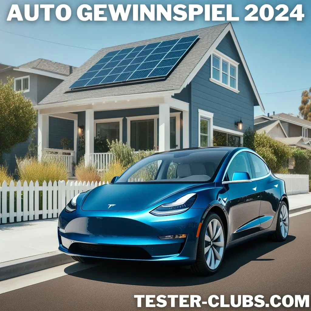 Neues blaues Tesla Model Y beim Auto Gewinnspiel