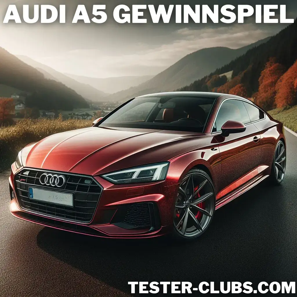 Roter Audi A5 im Rahmen der Autogewinnspiele 2024 auf Tester-Clubs.com.